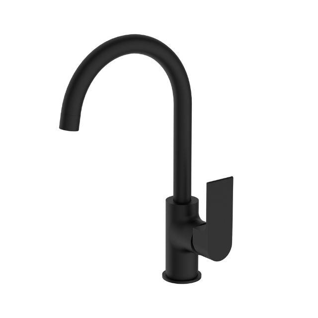 Nero Bianca Kitchen Mixer Gooseneck Spout Matte Black