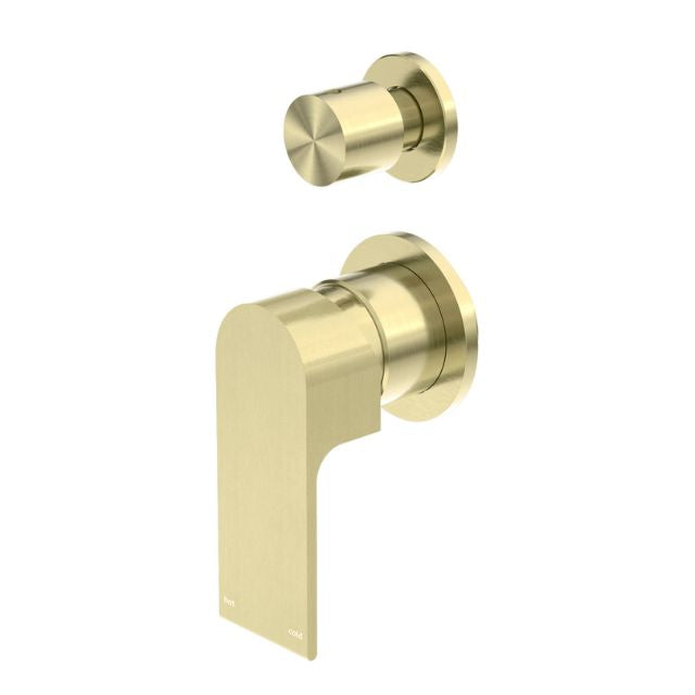 Nero Bianca Shower Mixer With Diverter Separate Back Plate Brushed Gold
