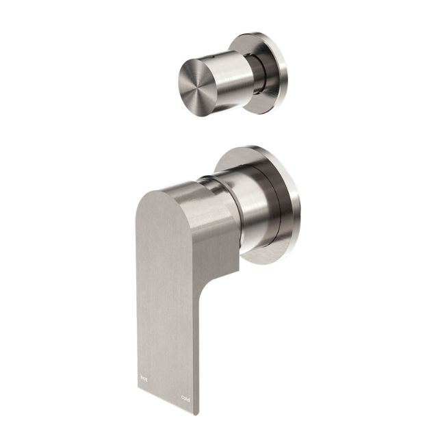Nero Bianca Shower Mixer With Diverter Separate Back Plate Brushed Nickel