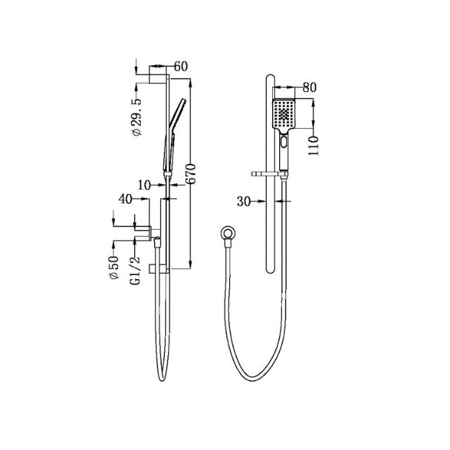 Nero Bianca Shower Rail Chrome