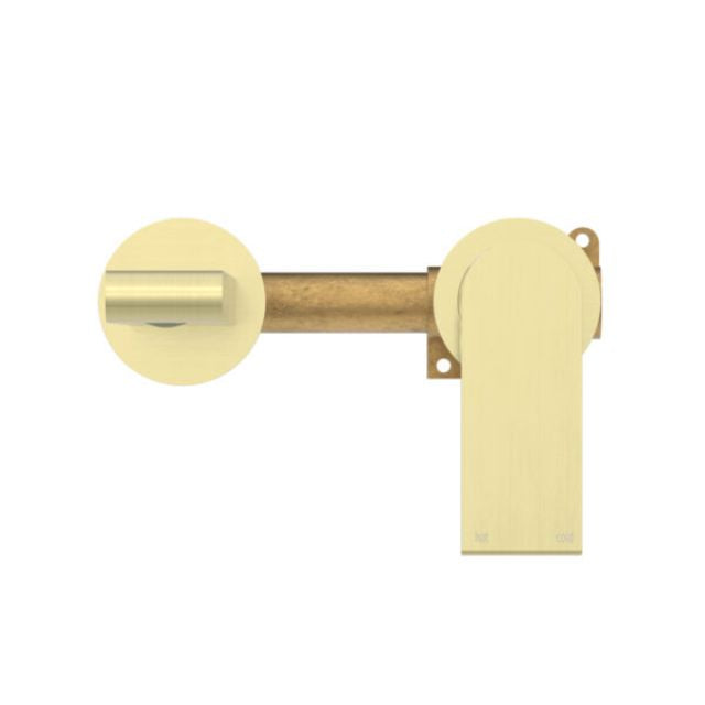 Nero Bianca Wall Basin/Bath Mixer Separate Back Plate 187mm Brushed Gold