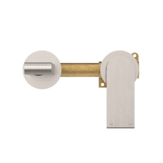 Nero Bianca Wall Basin/Bath Mixer Separate Back Plate 187mm Brushed Nickel