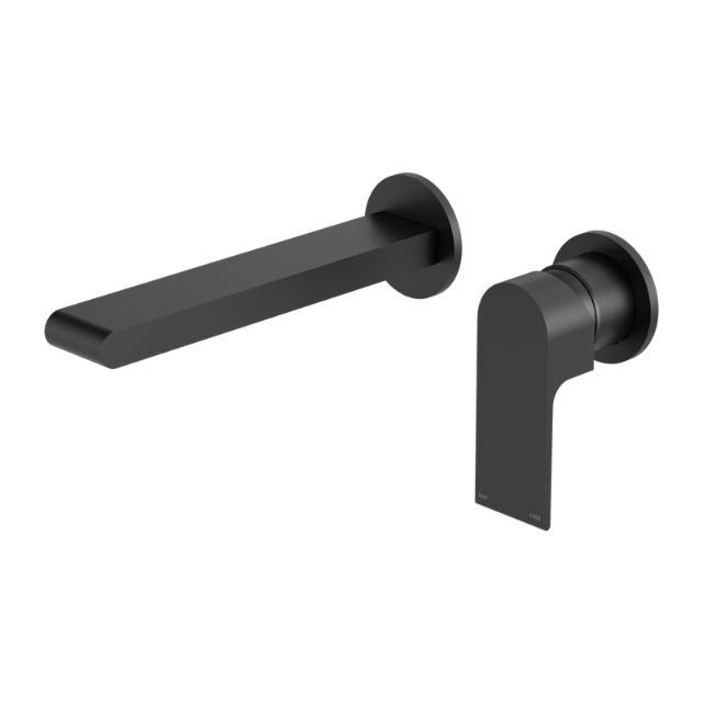 Nero Bianca Wall Basin/Bath Mixer Separate Backplate 230mm Matte Black