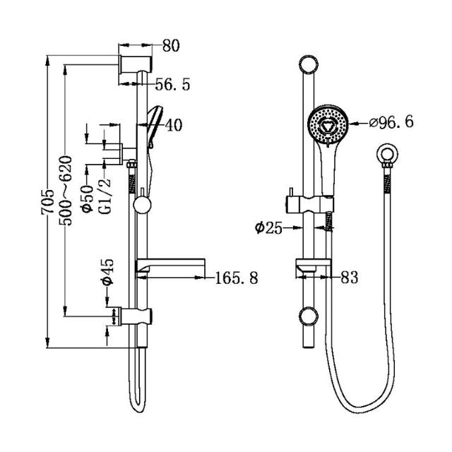 Nero Builder Budget Shower Rail Chrome