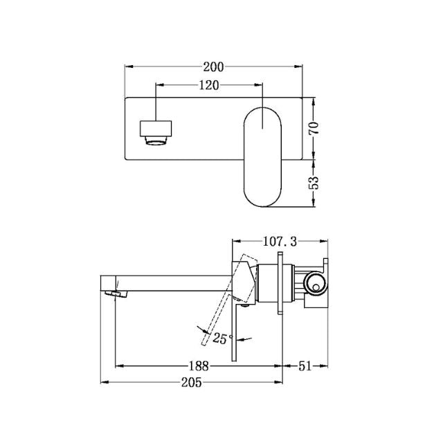 Nero Ecco Wall Basin/Bath Mixer Brushed Nickel