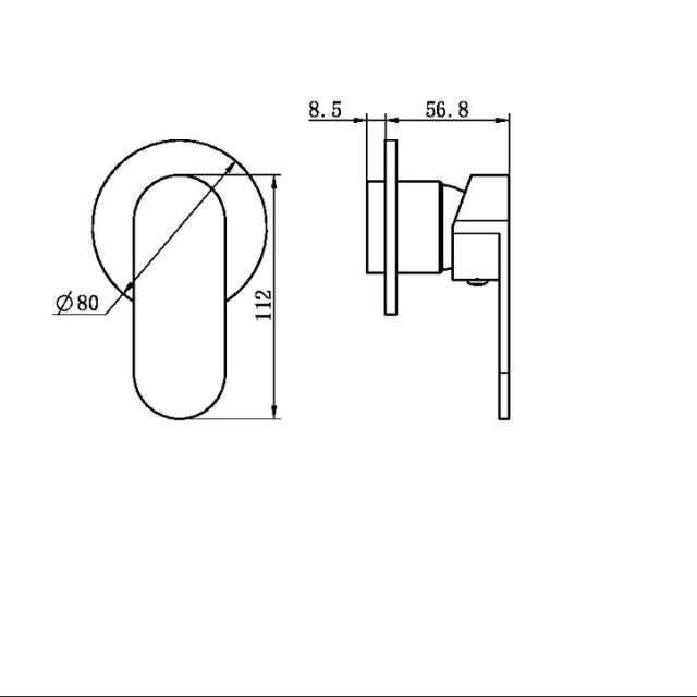 Nero Ecco Shower Mixer 80mm Round Plate Chrome