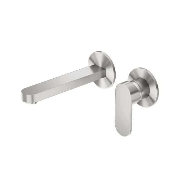 Nero Ecco Wall Basin/Bath Mixer Separate Back Plate Brushed Nickel