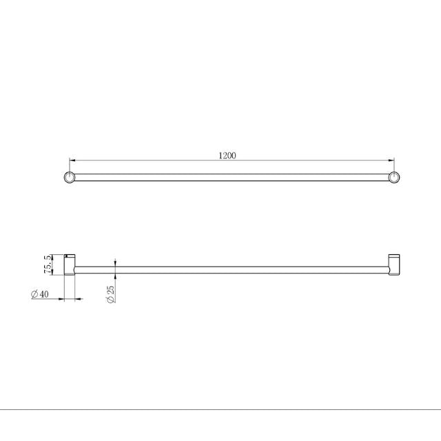 Nero Mecca Care 25mm Grab Rail 1200mm Chrome