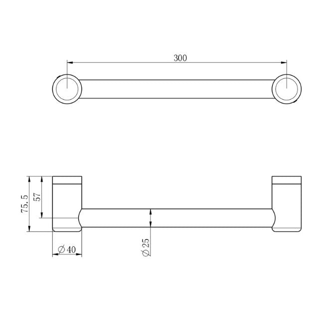 Nero Mecca Care 25mm Grab Rail 300mm Brushed Nickel