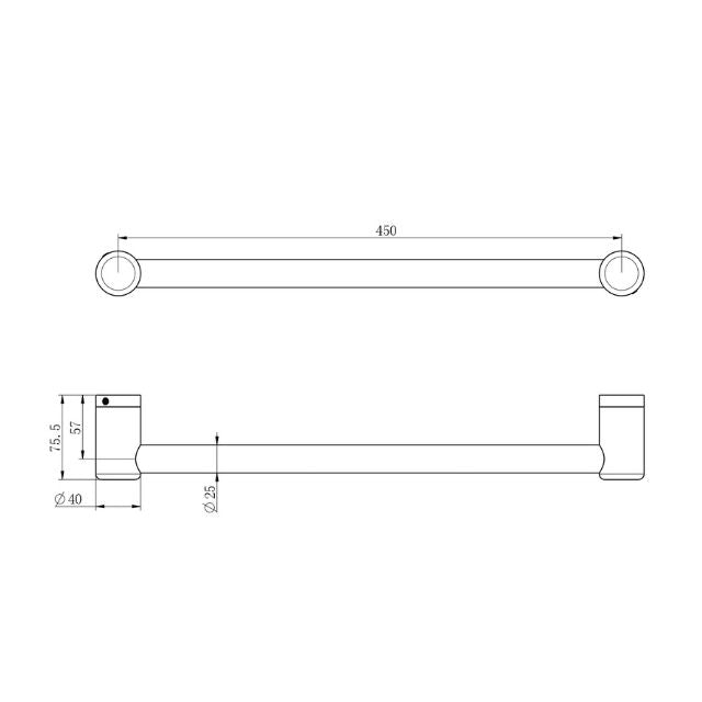 Nero Mecca Care 25mm Grab Rail 450mm Brushed Nickel
