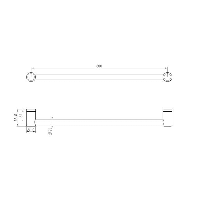 Nero Mecca Care 25mm Grab Rail 600mm Brushed Bronze