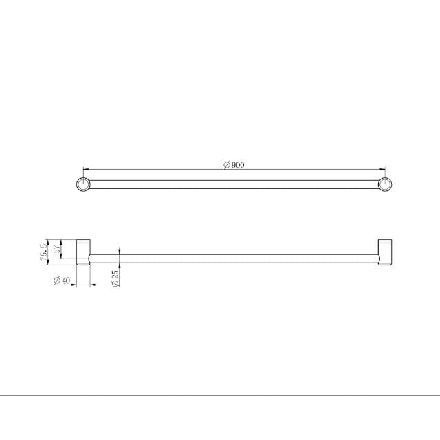 Nero Mecca Care 25mm Grab Rail 900mm Brushed Nickel