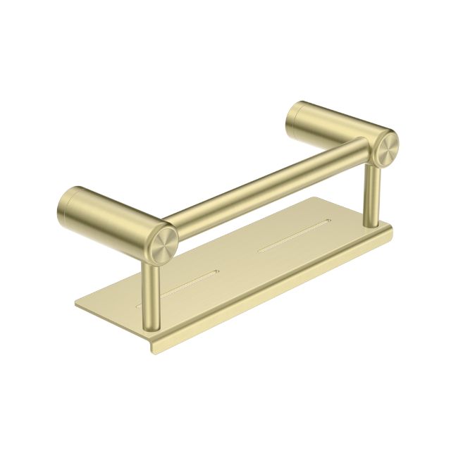 Nero Mecca Care 25mm Grab Rail With Shelf 300mm Brushed Gold