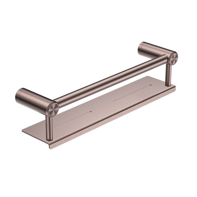 Nero Mecca Care 25mm Grab Rail With Shelf 450mm Brushed Bronze