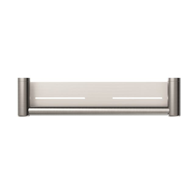 Nero Mecca Care 25mm Grab Rail With Shelf 450mm Brushed Nickel