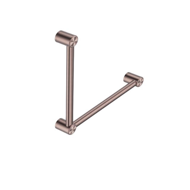 Nero Mecca Care 32mm Ambulant Toilet Grab Rail 90 Degree 450x450mm Brushed Bronze