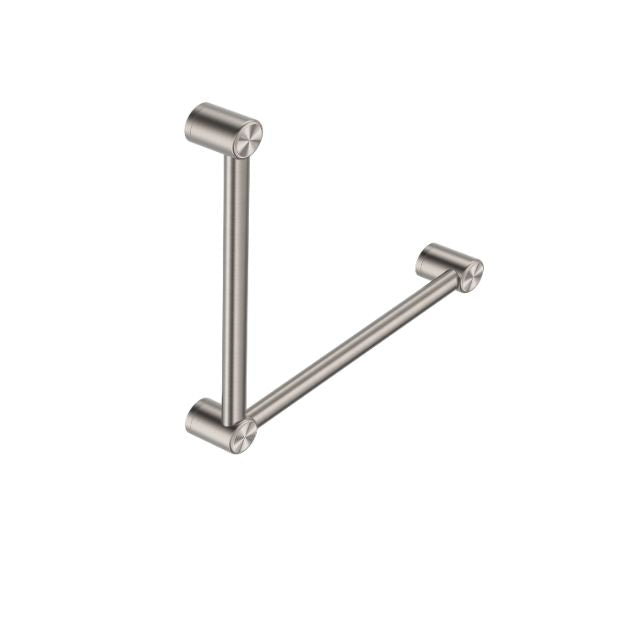Nero Mecca Care 32mm Ambulant Toilet Grab Rail 90 Degree 450x450mm Brushed Nickel