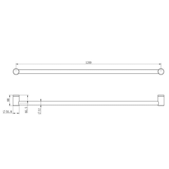Nero Mecca Care 32mm Grab Rail 1200mm Brushed Bronze