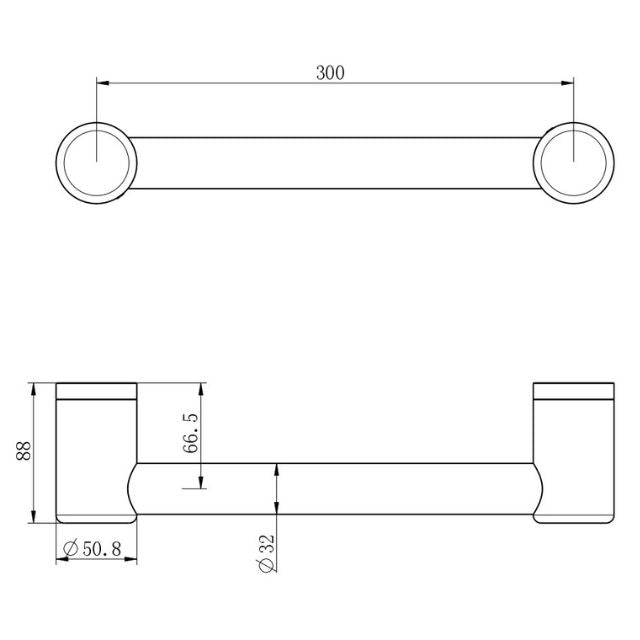 Nero Mecca Care 32mm Grab Rail 300mm Gunmetal