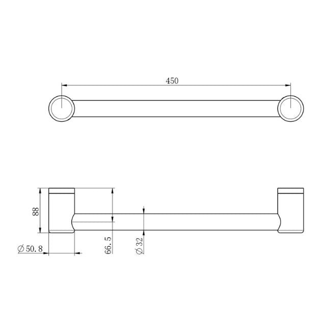 Nero Mecca Care 32mm Grab Rail 450mm Brushed Bronze