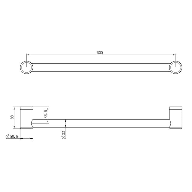 Nero Mecca Care 32mm Grab Rail 600mm Gunmetal