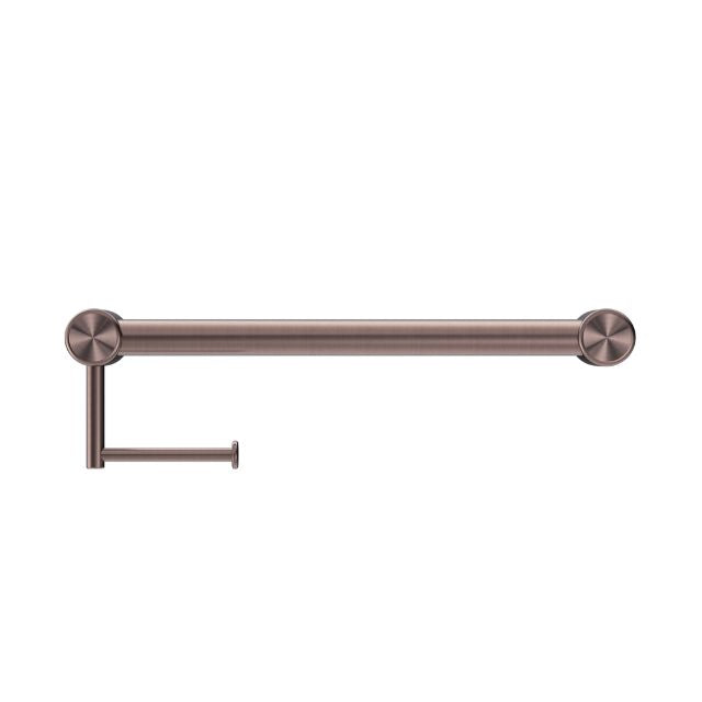 Nero Mecca Care 32mm Grab Rail With Toilet Roll Holder 450mm Brushed Bronze