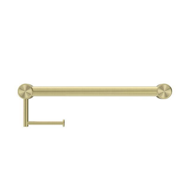 Nero Mecca Care 32mm Grab Rail With Toilet Roll Holder 450mm Brushed Gold