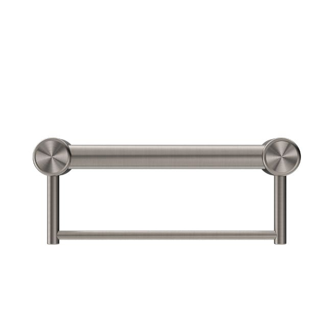 Nero Mecca Care 32mm Grab Rail With Towel Holder 300mm Brushed Nickel