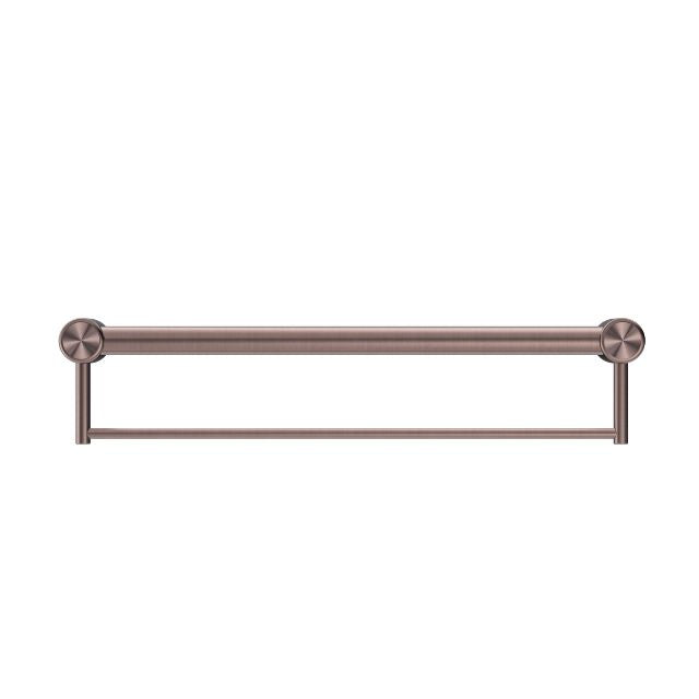 Nero Mecca Care 32mm Grab Rail With Towel Holder 600mm Brushed Bronze