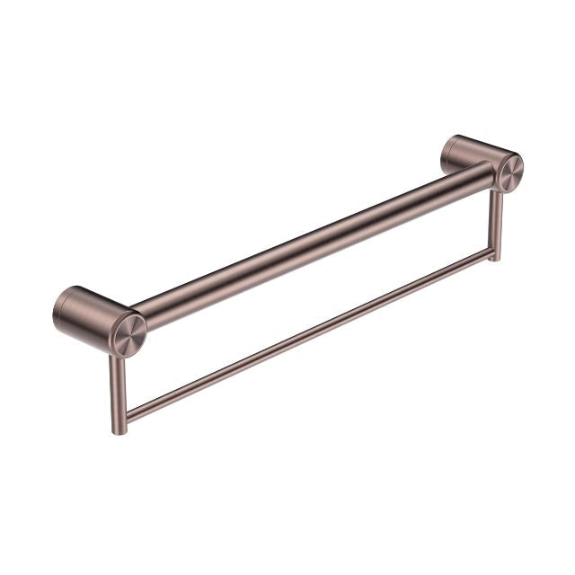 Nero Mecca Care 32mm Grab Rail With Towel Holder 600mm Brushed Bronze