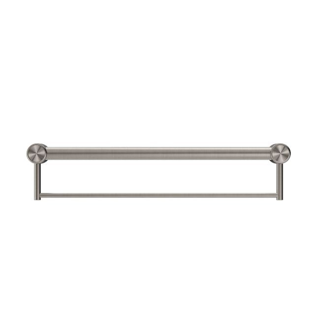 Nero Mecca Care 32mm Grab Rail With Towel Holder 600mm Brushed Nickel