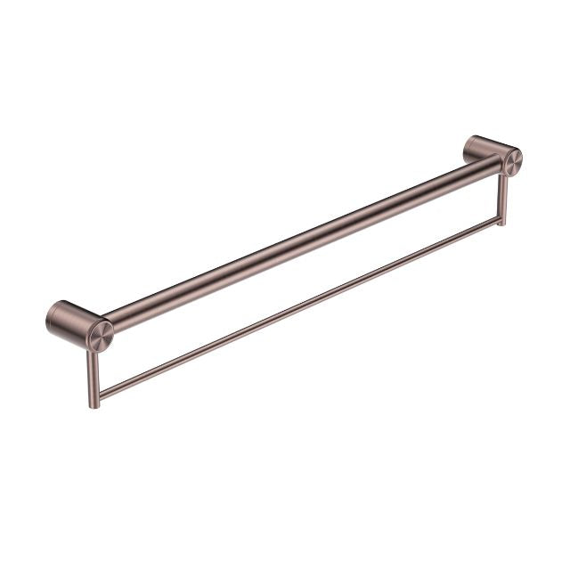Nero Mecca Care 32mm Grab Rail With Towel Holder 900mm Brushed Bronze