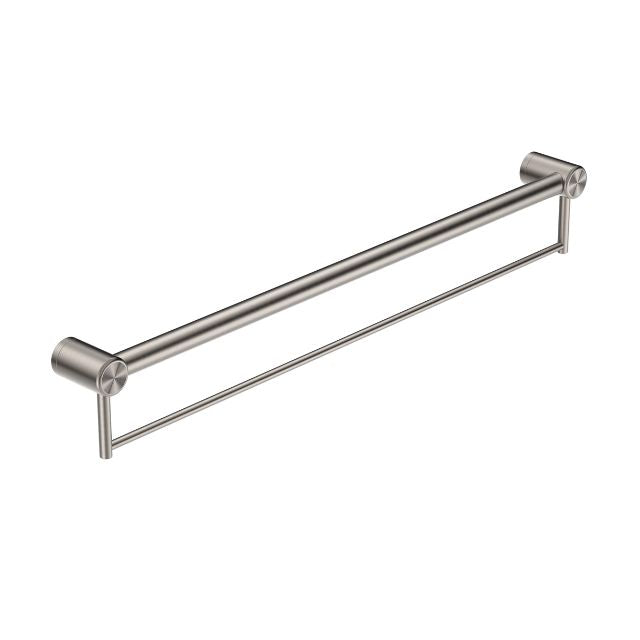 Nero Mecca Care 32mm Grab Rail With Towel Holder 900mm Brushed Nickel