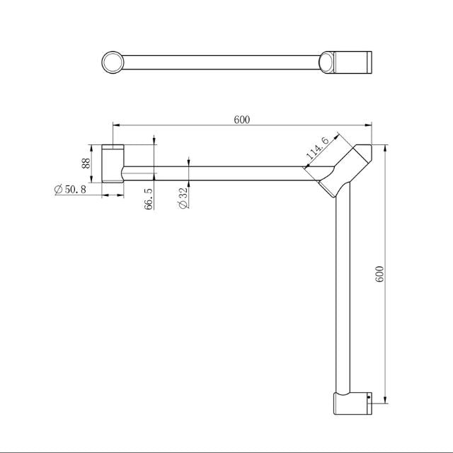 Nero Mecca Care 32mm Wrap Around Corner Grab Rail 600x600mm Brushed Gold
