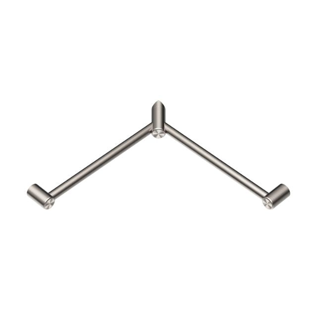Nero Mecca Care 32mm Wrap Around Corner Grab Rail 600x600mm Brushed Nickel