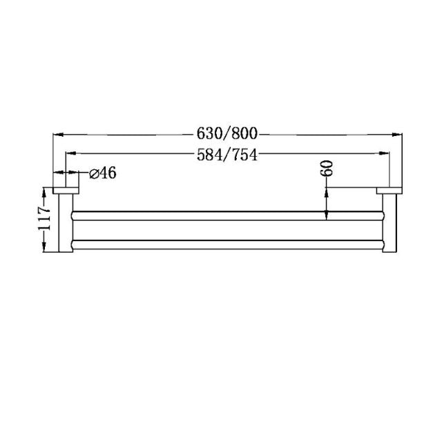 Nero Mecca Double Towel Rail 600mm Brushed Bronze