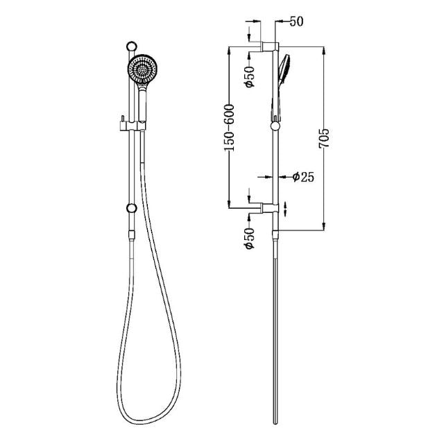 Nero Mecca Rail Shower With Air Shower Matte White