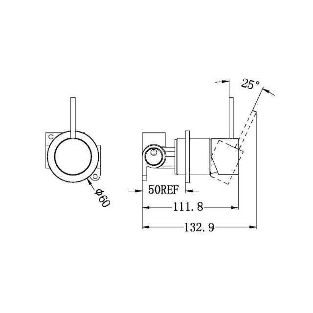 Nero Mecca Shower Mixer 60mm Handle Up Plate Chrome