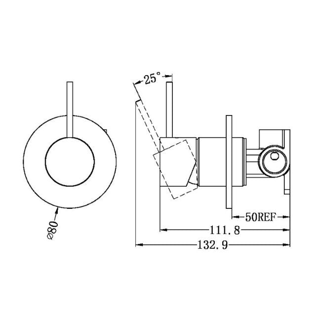 Nero Mecca Shower Mixer Handle Up 80mm Plate Matte White