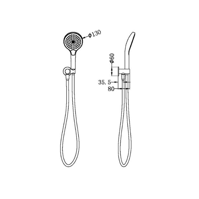 Nero Mecca Shower On Bracket With Air Shower II Chrome