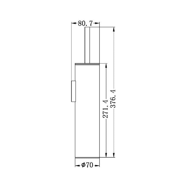 Technical Drawing Nero Mecca Toilet Brush Holder in Gunmetal NR1988GM - The Blue Space