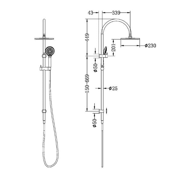 Nero Mecca Twin Shower With Air Shower - Chrome