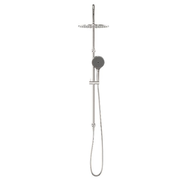 Front View Nero Mecca Twin Shower With Air Shower II Brushed Nickel - NR221905HBN - The Blue Space