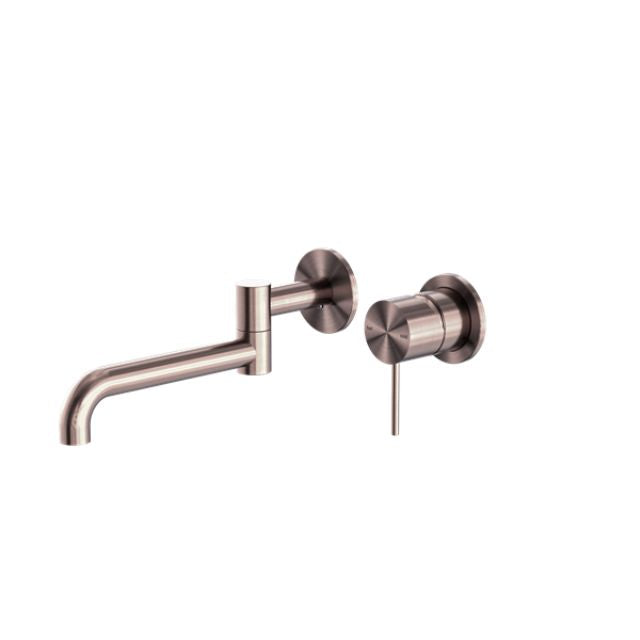 Nero Mecca Wall Basin/Bath Mixer Swivel Spout 225mm Brushed Bronze