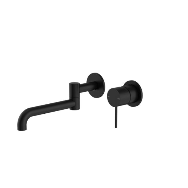 Nero Mecca Wall Basin/Bath Mixer Swivel Spout 225mm Matte Black