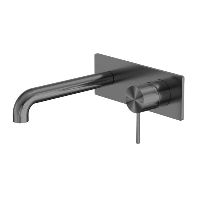Nero Mecca Wall Basin Mixer 120mm Spout Gun Metal - NR221910a120GM - The Blue Space