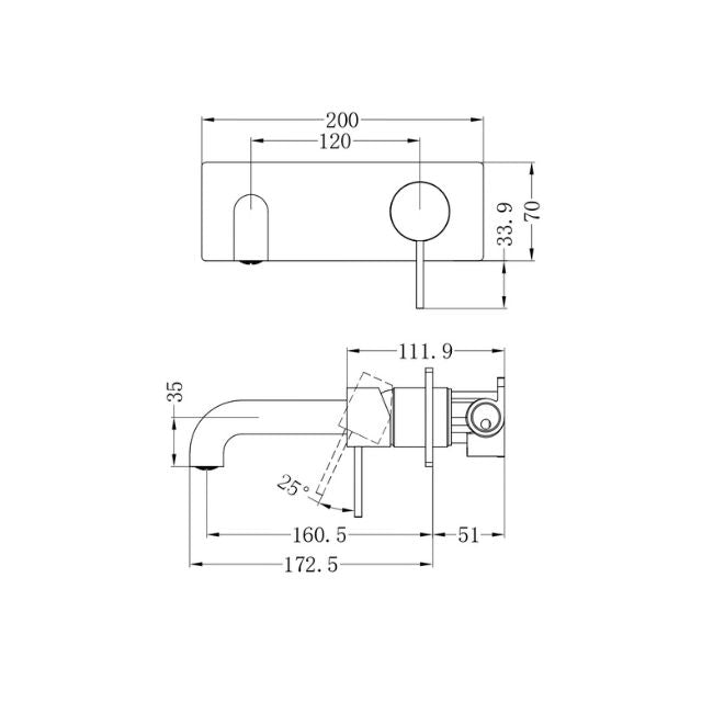 Nero Mecca Wall Basin/Bath Mixer 160mm Brushed Bronze