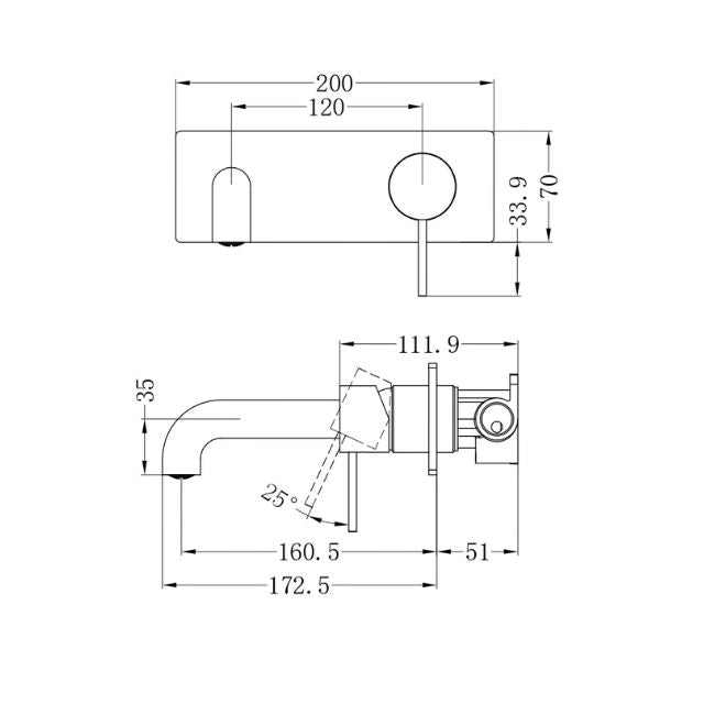 Nero Mecca Wall Basin/Bath Mixer 160mm Matte White