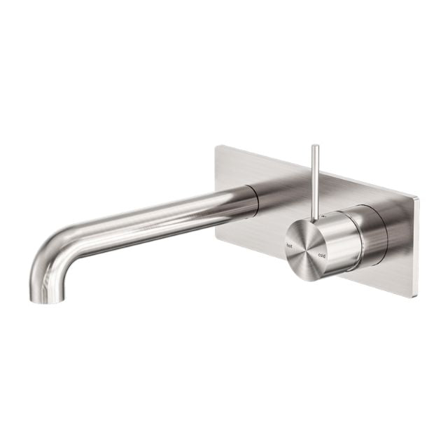Nero Mecca Wall Basin/Bath Mixer Handle Up 260mm Brushed Nickel