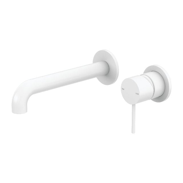 Nero Mecca Wall Basin Mixer Separate Backplate 160mm Spout Matte White - NR221910C160BZ - The Blue Space